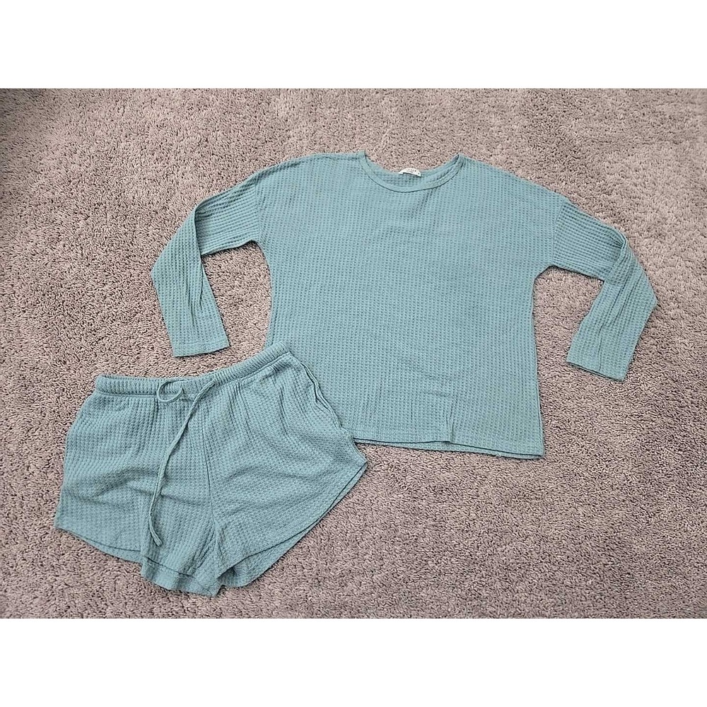 Ekouaer Loungewear Set Womens M Dusty Leal Waffle Knit Relaxed